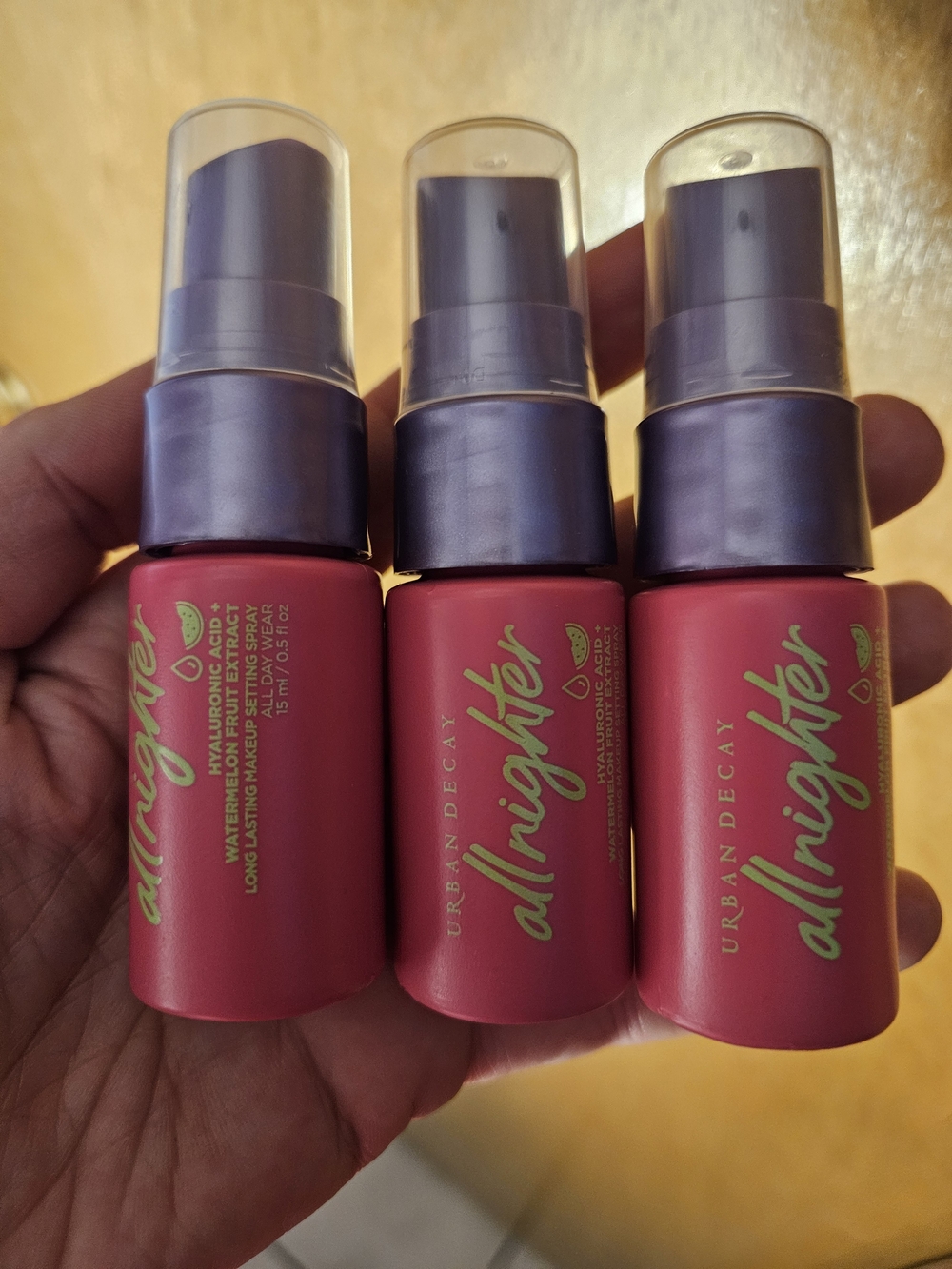 Lot of 3 Urban Decay All Nighter watermelon extract setting spray.